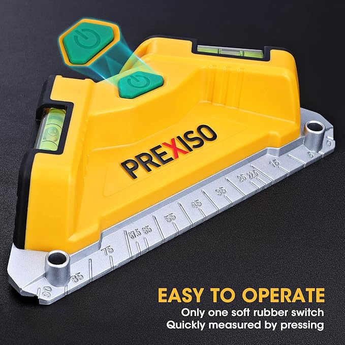 PREXISO Square Laser-65Ft Green Beam Floor Tile Laser Level & PREXISO 65Ft Laser Level Self-Leveling with Rotatable Mount Clamp