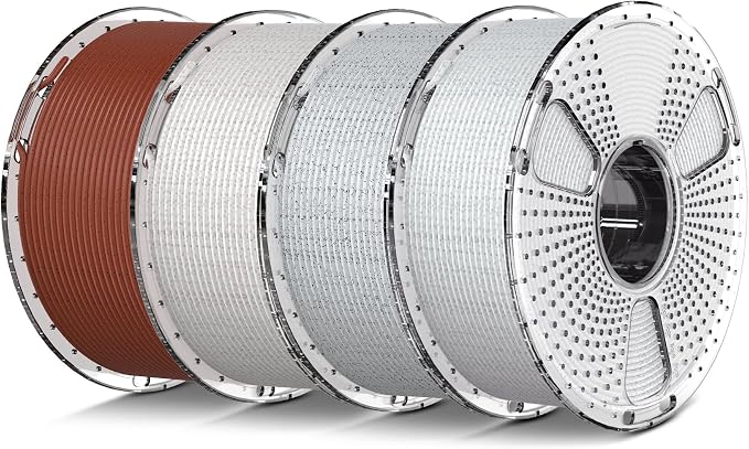 SUNLU High Speed Marble PLA Filament, 600mm/s High Speed PLA 3D Printer Filament, Natural Marble-Like Texture, Smooth Printing, 4kg (Cool White+Light Grey+Bone Beige+Brick Red)