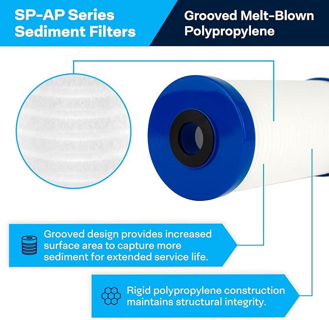 SpiroPure 10x4.5 5 Micron Sediment Water Filter Cartridge AP810 (Case of 8)