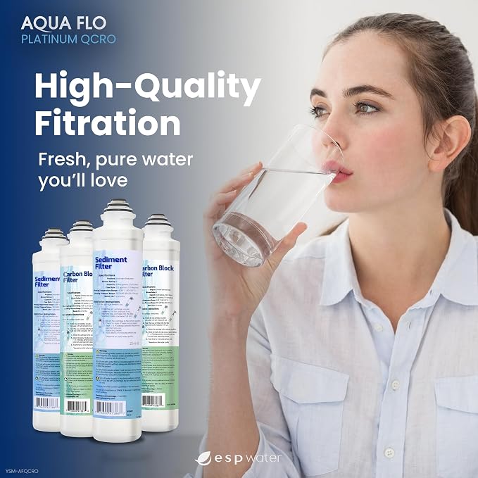Genuine Aqua Flo Platinum QCRO RO Filter Kit with 50 GPD Membrane and Cartridges | 4-Stage Filtration, Easy Install, Contaminant Reduction, Improved Taste, Cost-Effective Water Solution