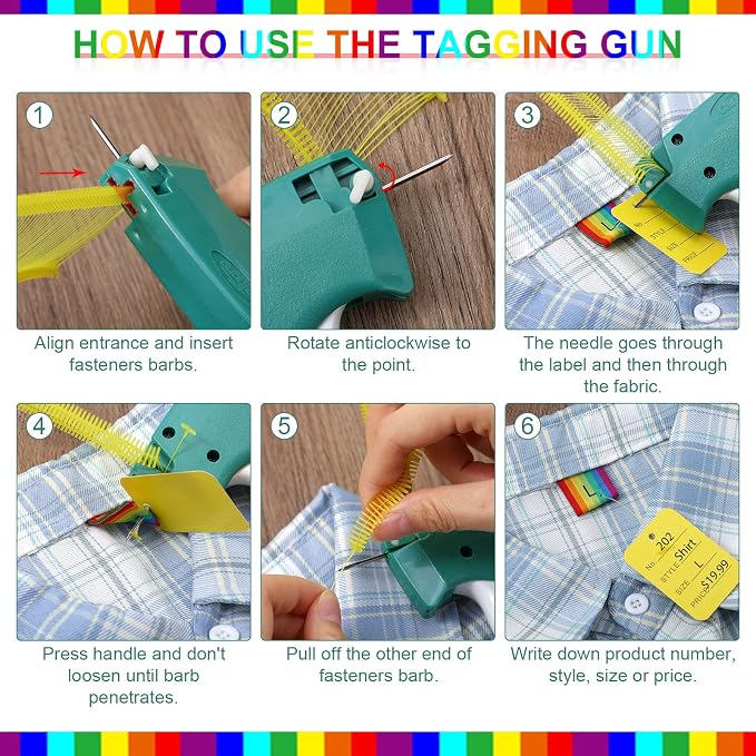Chumia 3576 Pcs Tagging Guns for Clothes Labels Attacher Stitch Guns for Clothing with 3000 Barbs, 5 Needles and 100 Price Tags, Sewing Kit for Retail Stores, Garage Yard Sales(Colorful)