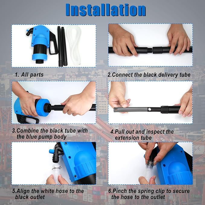 Lever Action Drum Pump Cost-Effective Replacement - Manual Barrel Pump for DEF,Antifreeze, Gasoline, Fuel & Low concentration liquid,Siphon Pump for 55 Gallon Includes 6.56 ft of 3/4”Corrugated Hose