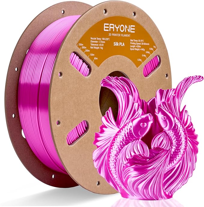 ERYONE Silk PLA Filament for 3D Printer 1.75mm +/- 0.03mm, Shiny Filament 1kg (2.1lbs)/Spool, Rose Red
