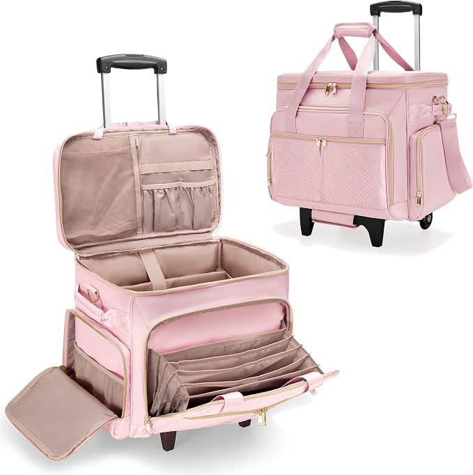 Rolling Teacher Bag with Wheels, Teacher Tote Bag with Detachable Trolley, Fits for 15.6" Laptop(Patent Design)
