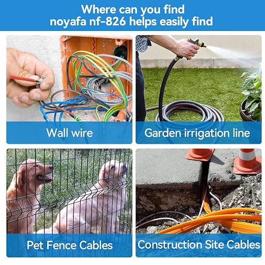 NOYAFA NF-826 Underground Cable Locator Wire Tracker, for Dog Fence Cables Irrigation, Wall and Underground Pipeline Wire Detector, Advanced Circuit Breaker Finder for Wall and Underground Cables