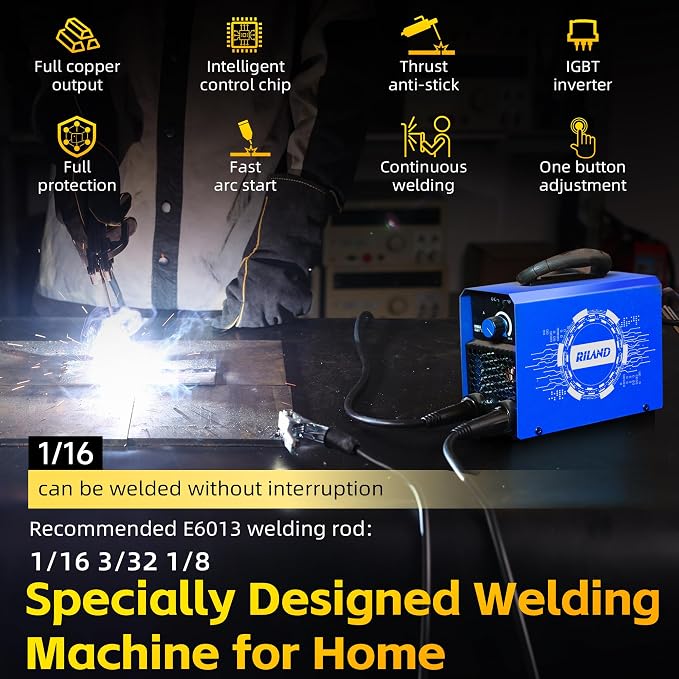 RILAND Stick Welder, 110V Portable ARC Welding Machine – 4.4lb Lightweight, Hot Start, Anti-Stick & Overload Protection for Home DIY, Metal Repair, Workshop Use