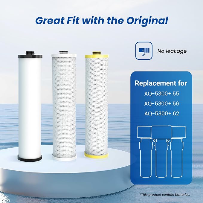Waterspecialist WS851 Water Filter, Replacement for Aquasana® AQ-5300+R, Claryum® 3-Stage Max Flow, AQ-6300M, 800 Gallons, 3 Filters