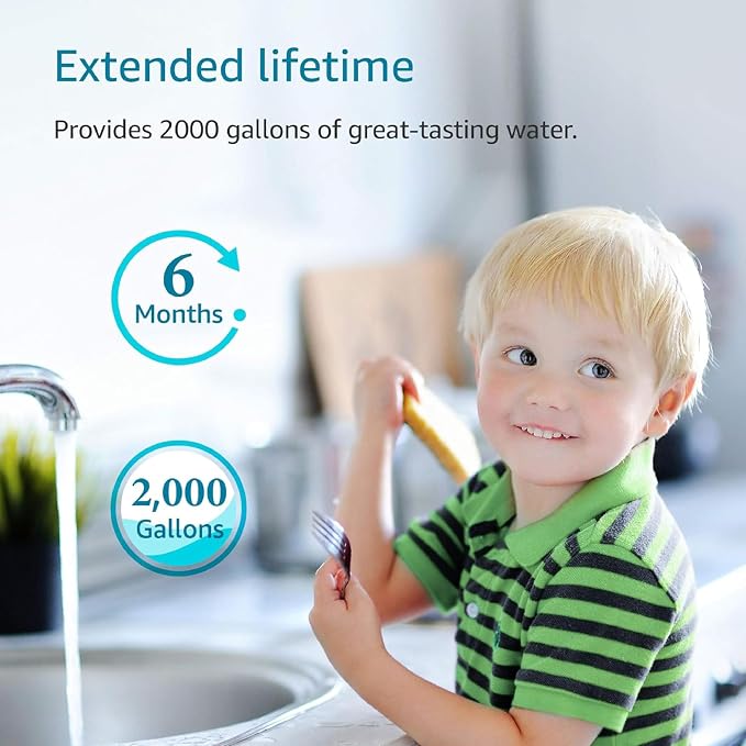 AQUA CREST FQK1R, GXULQR Under Sink Water Filter, Replacement for GE FQK1R, GXULQR, Compatible with GE GXK140TNN and GXULQK systems, NSF/ANSI 42 372, 2K Gallons, Reduces Lead, Chlorine, 2 Pack