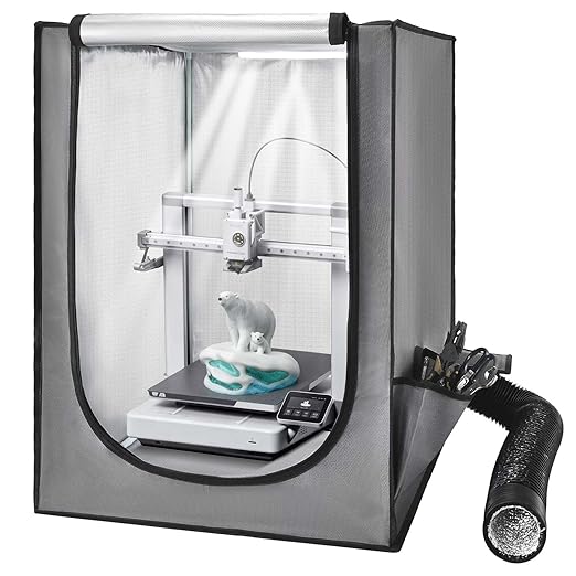 VEVOR 3D Printer Enclosure with Ventilation, Dustproof Waterproof Oxford Cloth Resin 3D Printer Tent, Constant Temperature Protective Case with LED, Compatible with Photon Mono/Mars 3, FDM/LCD Printer