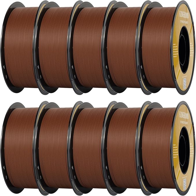 Kingroon Matte PLA Filament 1.75mm 3D Printer Filament Matte Filament 10kg Dimensional Accuracy +/- 0.02 mm (10 Rolls Night Brown)