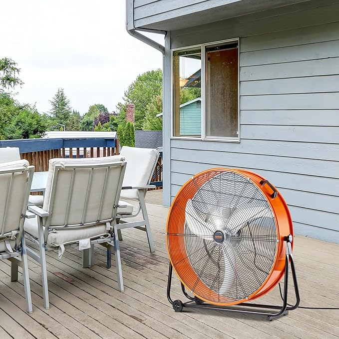 VEVOR Drum Fan, 30 Inch 13000 CFM High Velocity Heavy Duty Floor Shop Fan, 3-Speed, 5ft Cord, 360°Adjustable Tilting, Commercial Industrial Use for Warehouse, Workshop, Factory, Basement