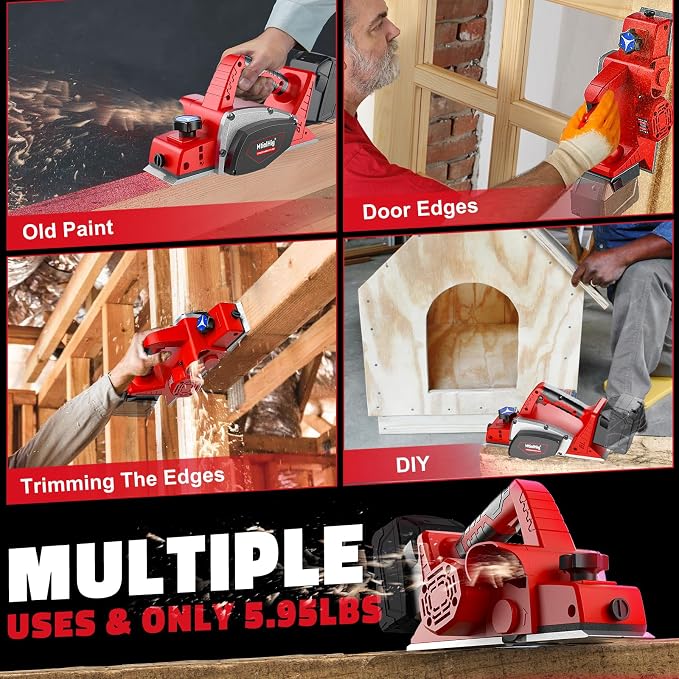 MtiolHig 30000 CPM Cordless Handheld Planer Compatible with Milwaukee 18V Battery (Tool Only) 3-1/4 Inch Electric Planer - Power Hand Wood Planer for Woodworking, Carpentry, and Home DIY