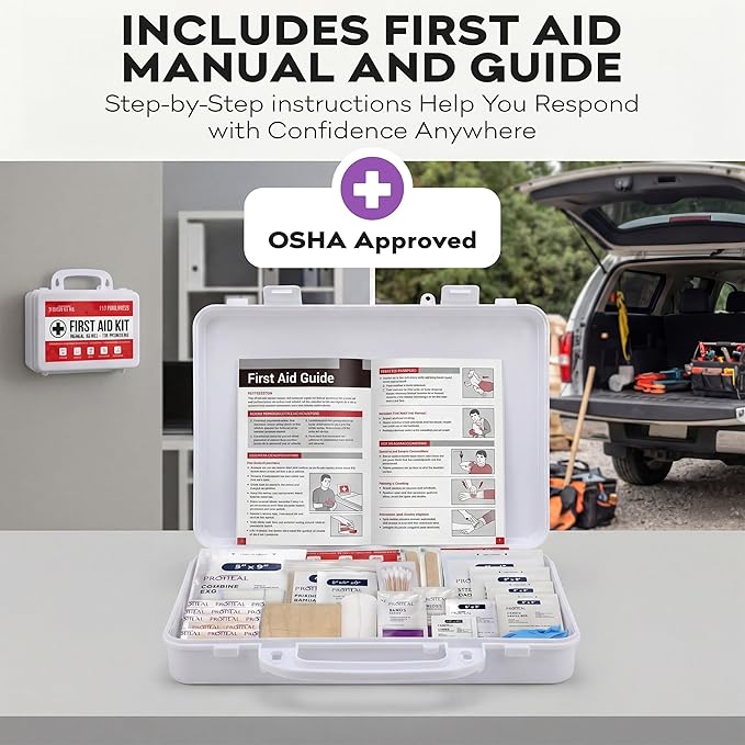 OSHA Compliant First Aid Kit for Car, Home & Business - 10 Person, Type III, ANSI Class A, 111 Pieces Emergency Kit for Office, Truck & Construction Site - Latex Free, Wall Mountable | ProHeal