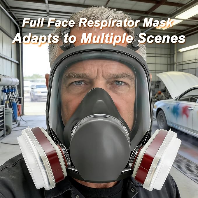 Full Face Respirator Mask With Filters (Reusable) For Paint, Welding, etc | Full Face Mask