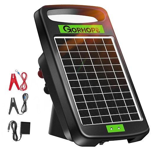 20 Miles Solar Electric Fence Charger,Output 0.32J Electric Fenc e Charger,24-Hour Uninterrupted Protection Solar Fence Chargers, Solars Fence Energizerr that can Work for 14 Days Without Sunlight