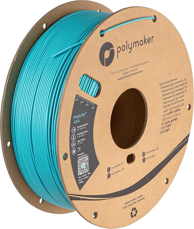 Polymaker ASA Filament 1.75mm Polymaker Teal, 1kg ASA 3D Printing Filament, Heat & Weather Resistant - ASA 3D Printer Filament Perfect for Printing Outdoor Functional Parts