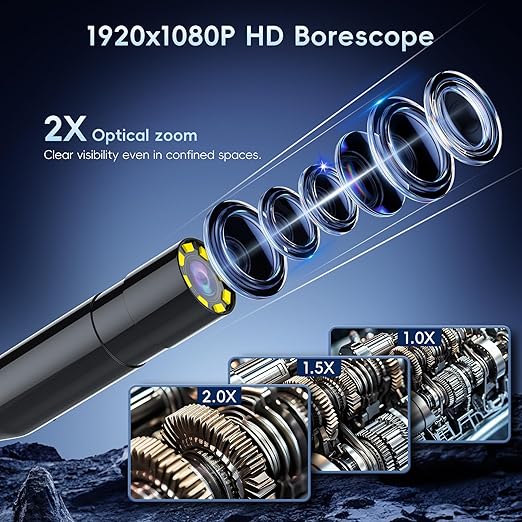 50FT Endoscope Camera with Light, 1080P HD Borescope Inspection Camera with 8 LED Lights, IP67 Waterproof Sewer Tools Snake Camera with 4.3" IPS Screen, 50Feet Semi-Rigid Cable for Father's Day