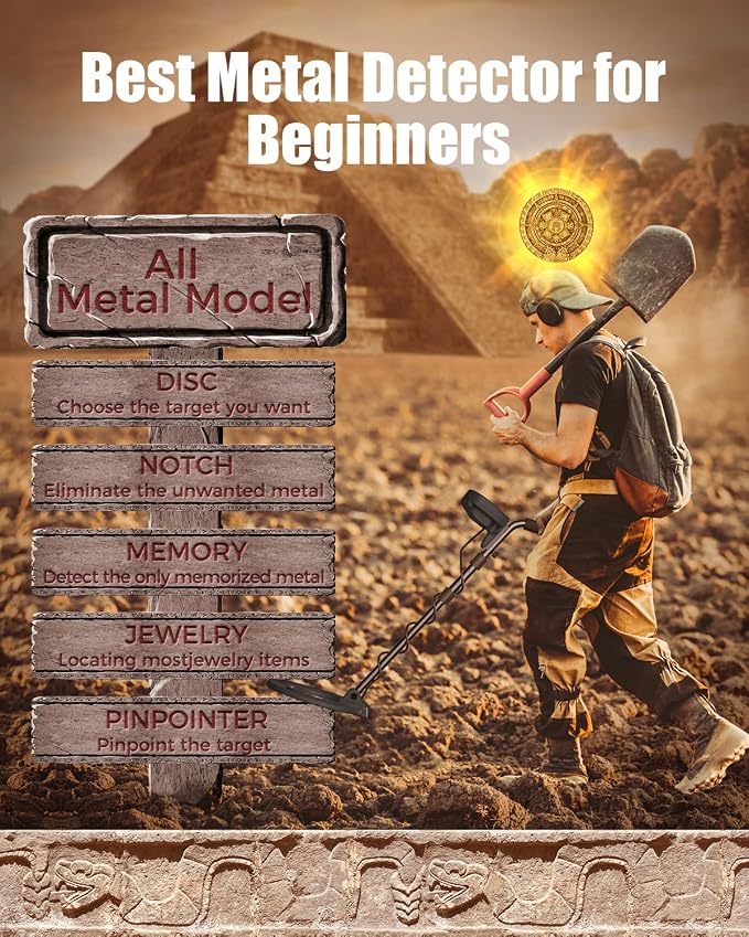 Professional Metal Detector for Adults, Gold Metal Detectors Lightweight with LCD Display, Pinpoint & Disc & Notch & All Metal 5 Modes, Battery Included