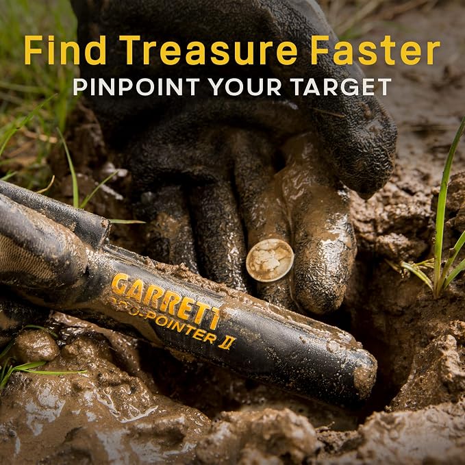 Garrett Pro-Pointer II Metal Detector Pinpointer – 360° Detection, LED Flashlight, Waterproof Tip, Lost Alarm, Includes Camo Finds Pouch