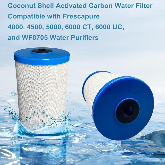 4000 Coconut Shell Activated Carbon Water Filter Replacement Compatible with Frescapure 4000, 4500, 5000, 6000 Water Filter Systems 750 Gallon Capacity 0.5 Micron