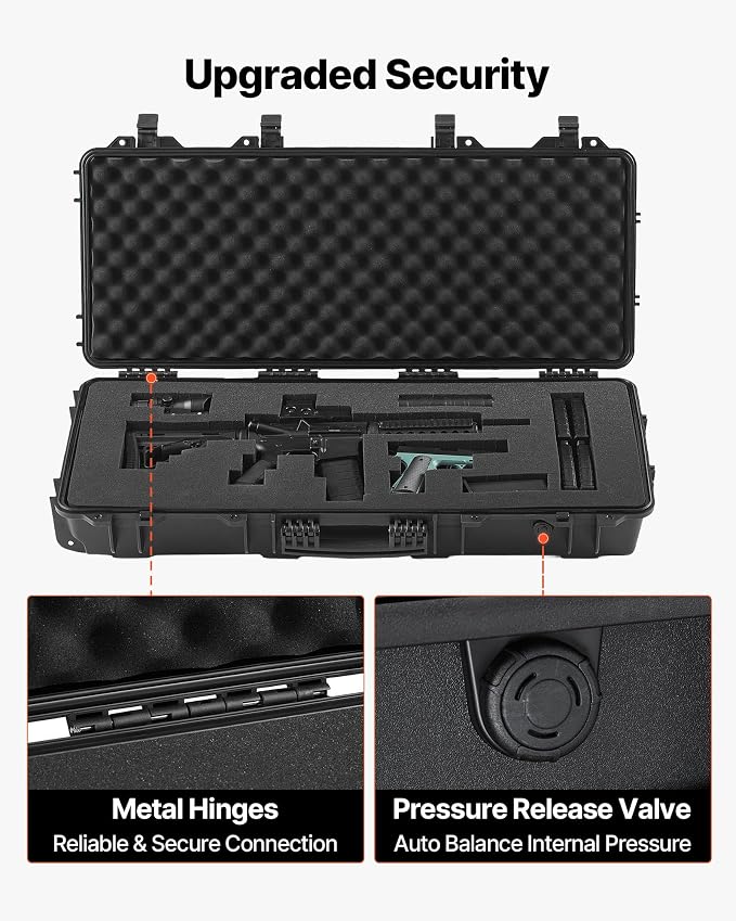 VEVOR Rifle Case, Rifle Hard Case with 4 Layers Fully-protective Foams, Lockable Hard Gun Case with Wheels, IP67 Waterproof & Crushproof, for Rifles or Shotguns