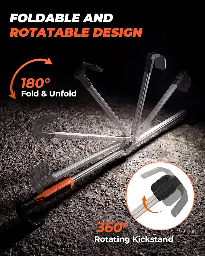 Underhood Work Light Bar, 180°Foldable Mechanic Light & 360°Rotatable Kickstand, Extendable 45.28"-72.83", 1800LM Rechargeable LED Work Light, 2-in-1 Charging Modes Engine Bay Light for Car Repair