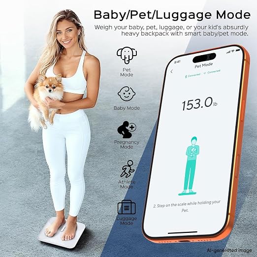 Wyze Smart Scale X Butterfly - Bathroom Scale for Body Weight, BMI, Body Fat, Muscle Mass, Accurate Bluetooth Digital Scale for Body Composition Analyzer | Sync Health Apps | ITO Glass, 400 lbs, White