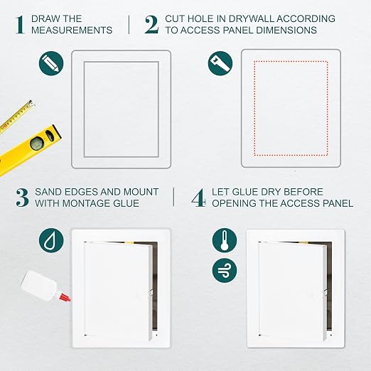 6" x 8" White Metal Access Door. Plumbing, Electricity, Heating, Alarm Wall Access Panel for Drywall