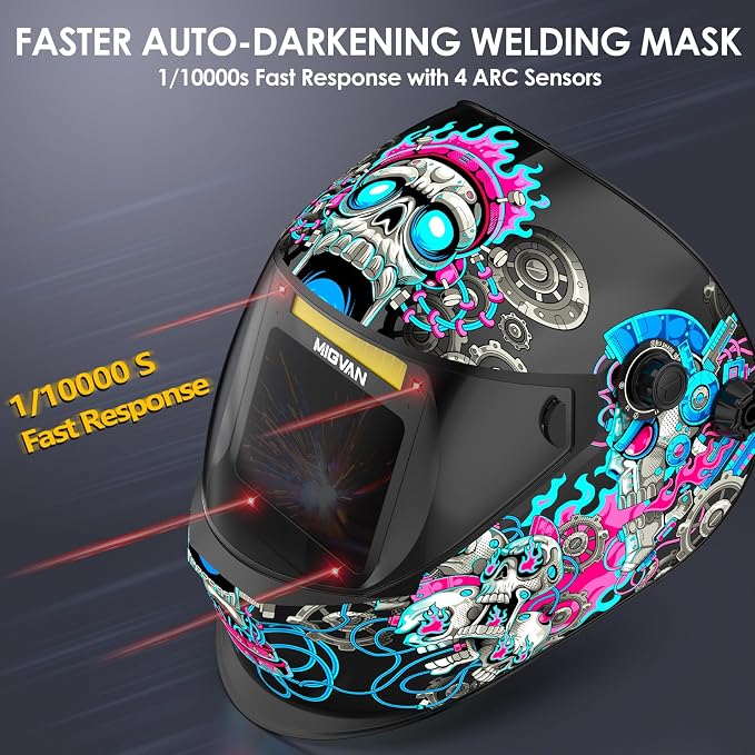 Welding Helmet Auto Darkening True Color Large Viewing, Welding Hood Solar/Rechargeable Battery Powered, Wide Shade 4/5-13 with 4 Arc Sensor, Optical Clarity Welding Mask for TIG MIG ARC Grind