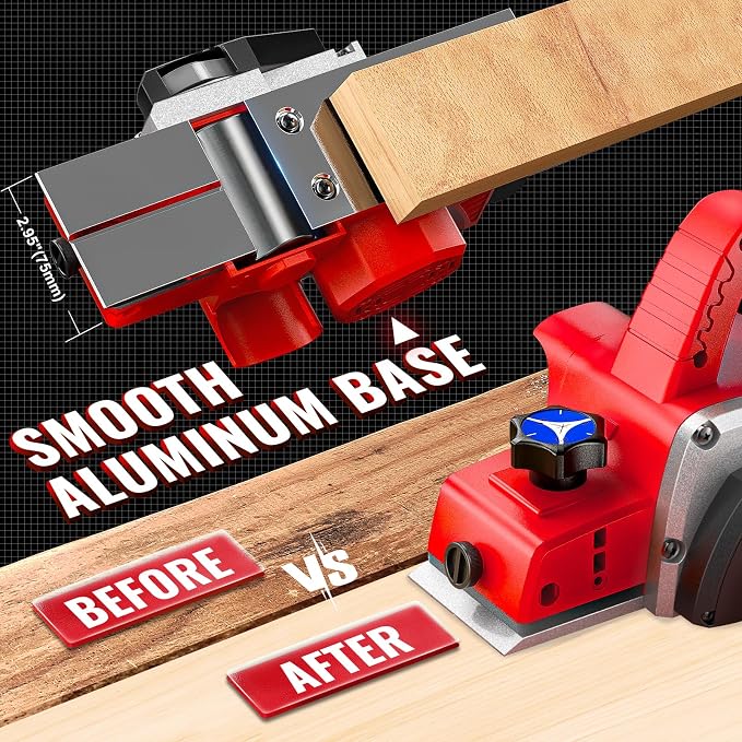 MtiolHig 30000 CPM Cordless Handheld Planer Compatible with Milwaukee 18V Battery (Tool Only) 3-1/4 Inch Electric Planer - Power Hand Wood Planer for Woodworking, Carpentry, and Home DIY