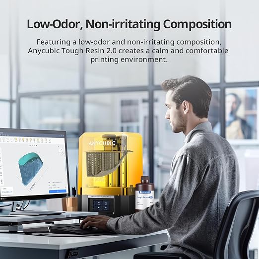 ANYCUBIC Tough Resin 2.0, 3D Printer Resin with Upgraded High Toughness and High Precision, 365-405nm Fast Curing 3D Resin for 4K 8K LCD/DLP/SLA 3D Printing (Clear, 1kg)