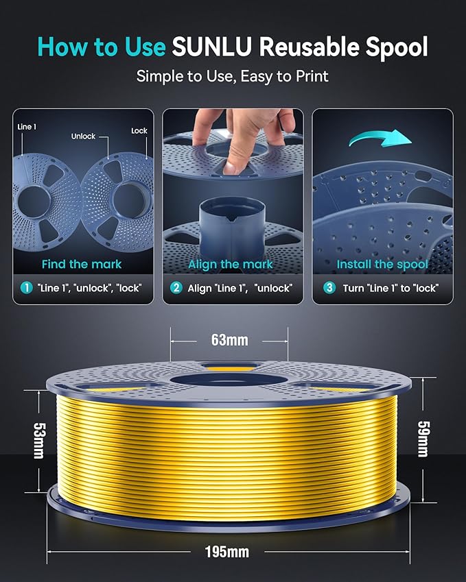 SUNLU 3KG PLA+ Silk 3D Printer Filament, Large Spool(6.6lbs) Silk Filament 1.75mm, Dimensional Accuracy +/-0.02mm, 3KG/1 Spool, White