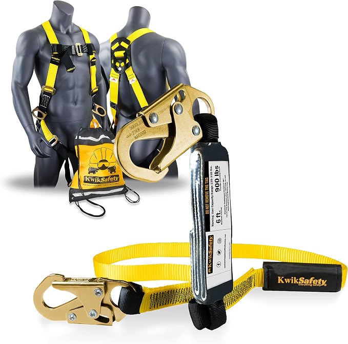 KwikSafety - TAIPAN Safety Lanyard [HARNESS COMBO] Flat Safety Harness Lanyard Fall Protection ANSI Tested OSHA