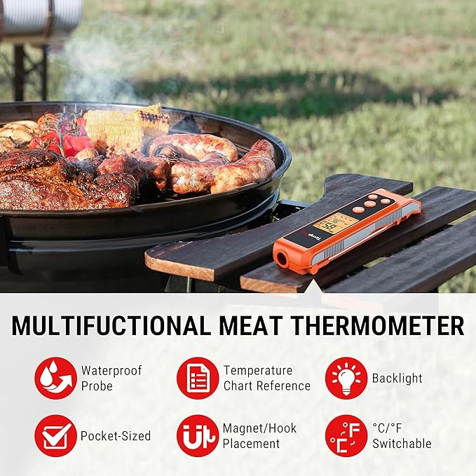 TempPro TP420 2-in-1 Instant Read Thermometer for Cooking, Infrared Thermometer with Meat Probe, Non-Contact Laser Meat Thermometer for Griddle Grill Pizza Oven HVAC Pool, Gift for Dad Husband