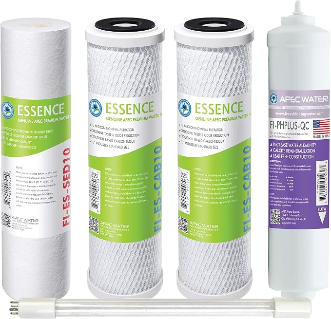APEC Water Systems Filter-Set-ESPHUV-SSV2 High Capacity Replacement Filter Set for Essence Series ROES-PHUV75 Reverse Osmosis Water Filter System Stage 1-3, 5&7