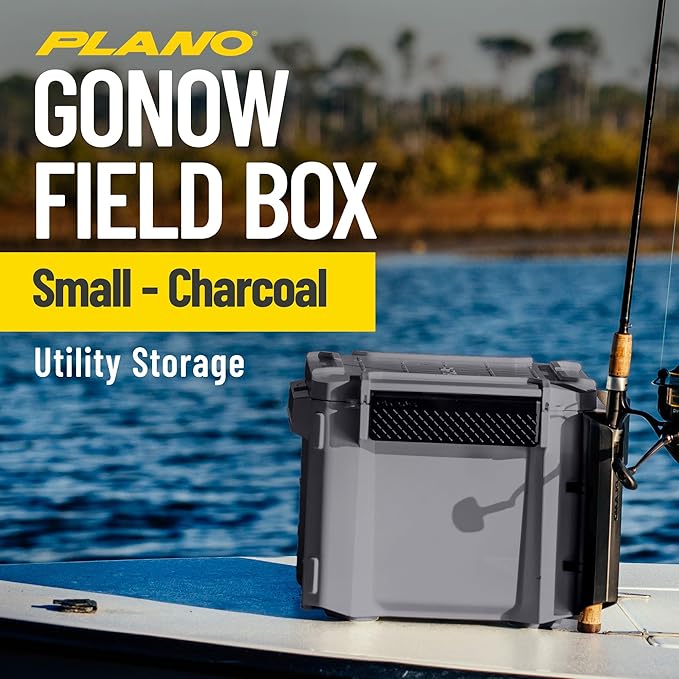 Plano GoNow Box, Waterproof Gear Storage, Heavy-Duty Outdoor Utility Container with Tray and Dividers for Tools and Accessories, Small, Charcoal