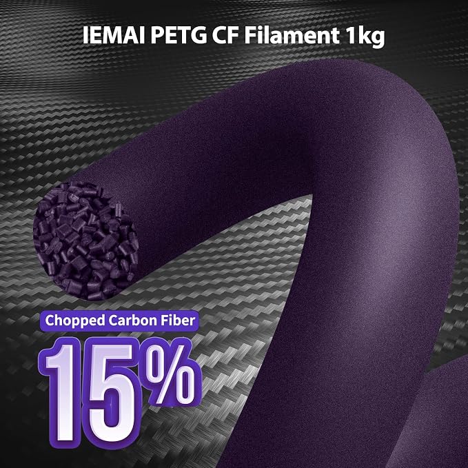 IEMAI Carbon Fiber PETG Filament 1.75mm Matte Purple 1KG, PETG-CF 3D Printer Filament with Dimensional Stability & Low Warpage, High Stiffness, Heat Resistant, Easy Print