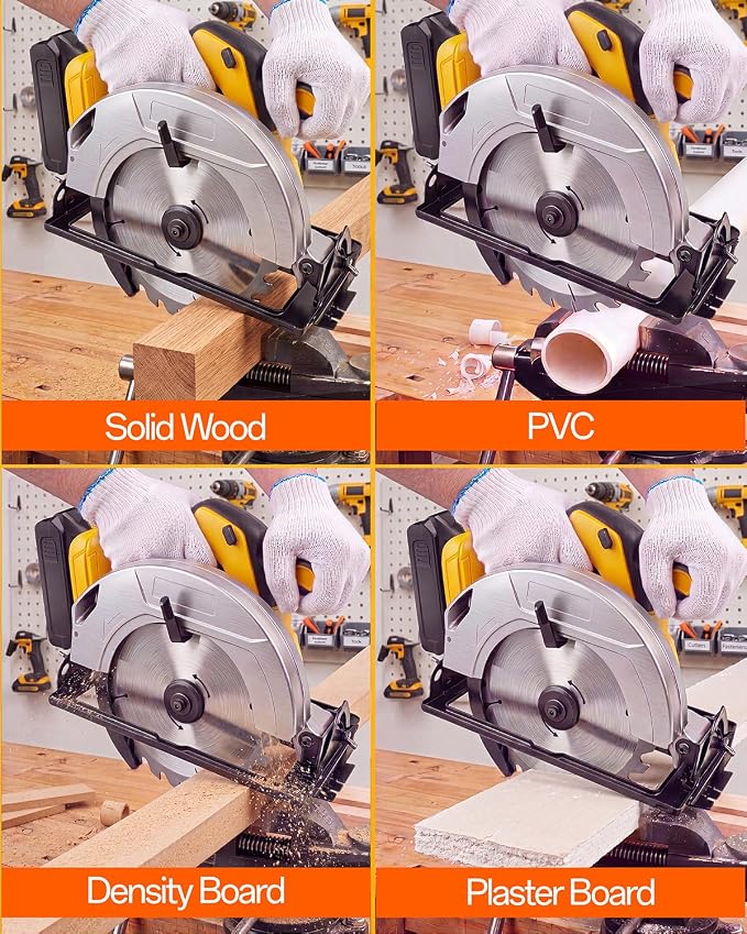 7-1/4" Circular Saw Compatible with Dewalt 20V Max Battery(No Battery) | Cordless Circular Saws with 2 Blades (40T&24T), 0-45°Bevel, 7000RPM for Wood PVC Cutting