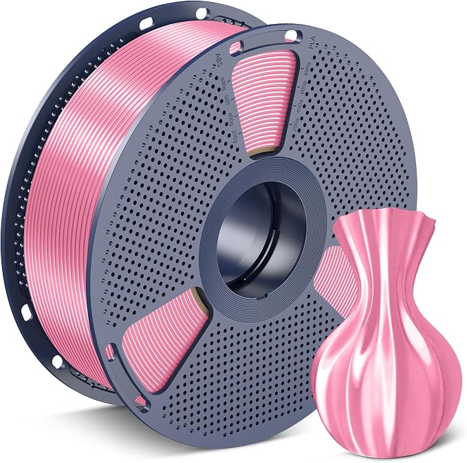 SUNLU Silk PLA Filament 1.75mm, Neatly Wound Shiny PLA 3D Printer Filament, Dimensional Accuracy +/- 0.02mm, Fit Most 3D Printers,Good Vacuum Packaging, 1kg Spool(2.2lbs), Silky Pink
