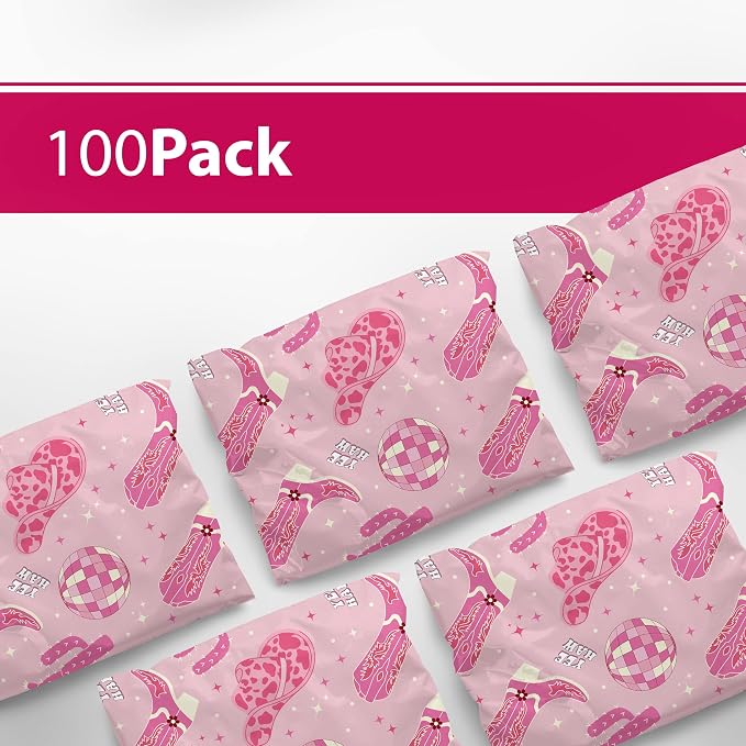 6x9 Poly Mailers – Disco Cowgirl – Waterproof, Tear-Resistant Shipping Bags with Adhesive Seal – 100 Pack – Package Mint