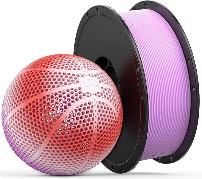 BIQU PLA-HR Flexible 3D Printer Filament Specifically for Printing Airless Basketballs, 1.75mm 1KG Spool (2.2lbs), Triple Color Filament for Most FDM 3D Printer, Red-Purple-White