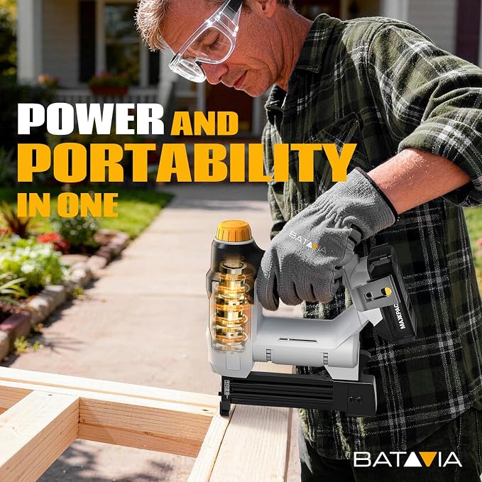 20V Nail Gun Battery Powered, 18 GA 2-in-1 Cordless Brad Nailer Stapler with 2.0Ah Battery, 800 Nails(Up to 1-1/4") and 200 Staples, Electric Nail Gun for Upholstery, Woodworking & Home Improvement