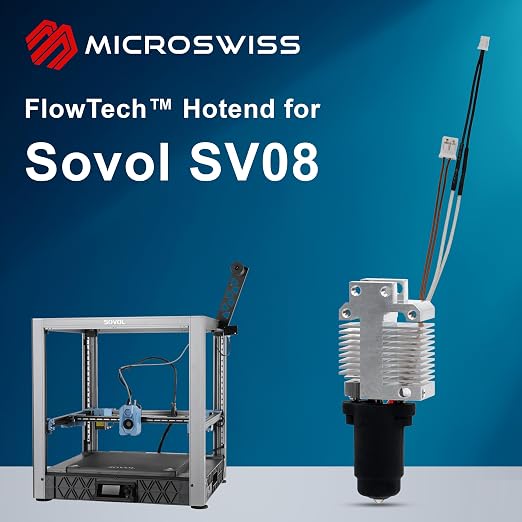 Microswiss FlowTech Hotend Upgrade for Sovol SV08 - Leakproof Nozzle - Cold Nozzle Change - High Flow - All Metal Design - Made in USA