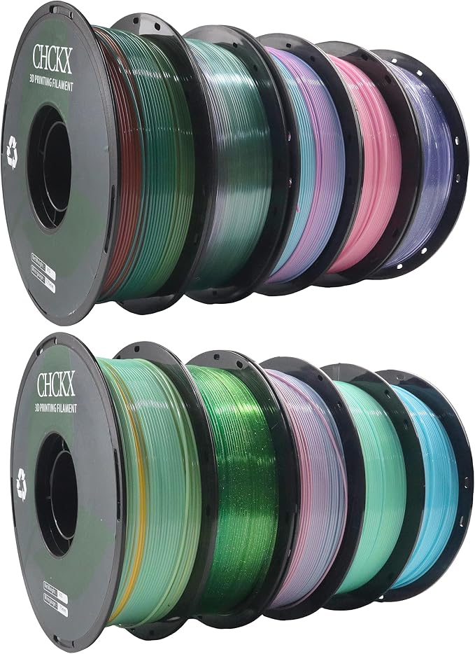 PETG Rainbow 3D Printer Filament Bundle, 10 Rolls Dimensional Accuracy +/- 0.03 mm, 1kg Spool(2.2lbs), 1.75 mm Fit for Most 3D Printers,10 Different Rainbow Colors