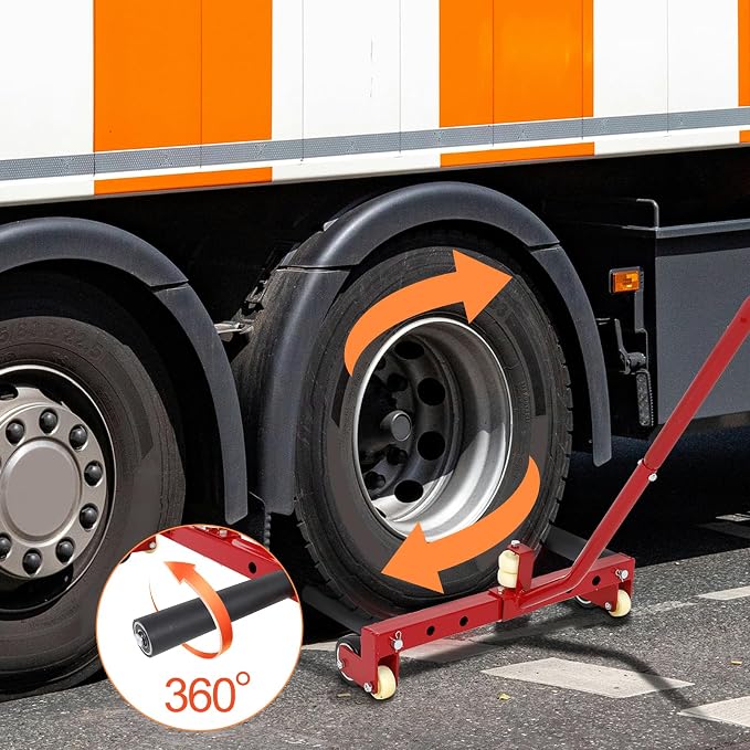 Heavy Duty Adjustable Tire Wheel Dolly for Workshop, Garage, Tire Lift Moving Tool Dollies for Truck Car Vehicle Tire, 330 LBS Capacity（Red）