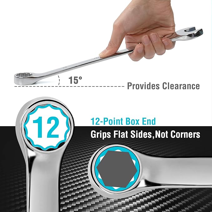 DURATECH Combination Wrench Set, SAE, 11-Piece, 1/4'' to 7/8'', 12-Point, CR-V Steel, Organized in Wrench Holder