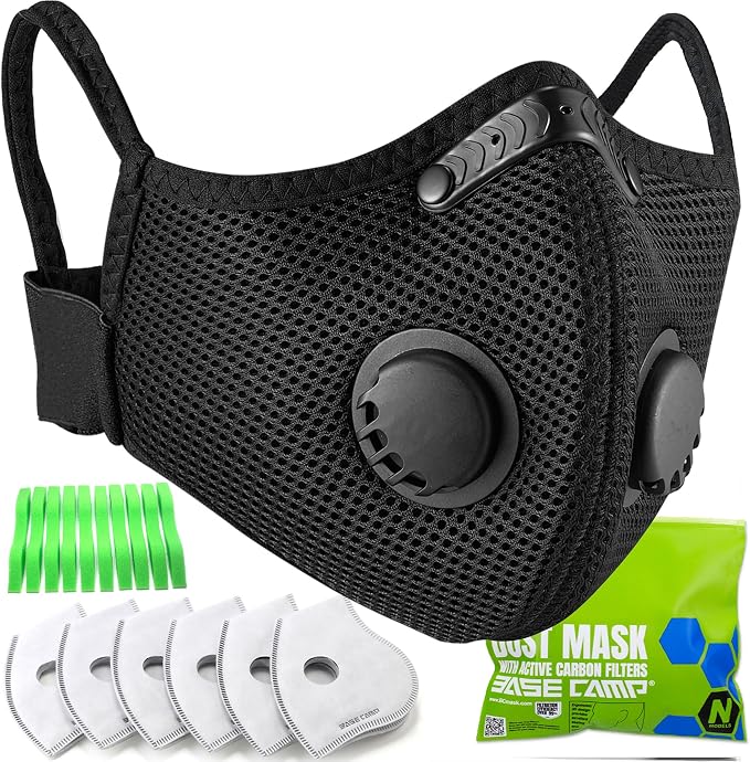 BASE CAMP Prolonged Comfort M Plus Dust Mask, Reusable Respirator Mask with Filter for Woodworking Landscaping Dust Pollen