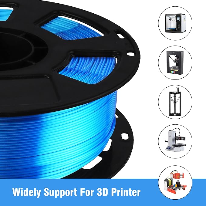 BBLIFE Silk Pearlescent Shining Sapphire Blue PLA Filament, 1kg 2.2lbs 1.75mm 3D Printing Material, Widely Support for FDM 3D Printer, Easy to Print
