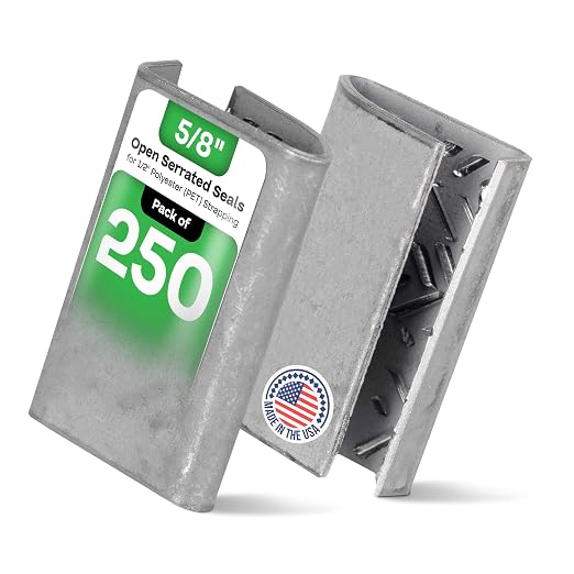 IDL Packaging Open Serrated Seals for 5/8" Polyester (PET) Strapping, Pack of 250 - USA-Made Heavy-Duty Metal Clips for Pallet Banding, Secure Shipping - Increased Load Due to Serrated Design