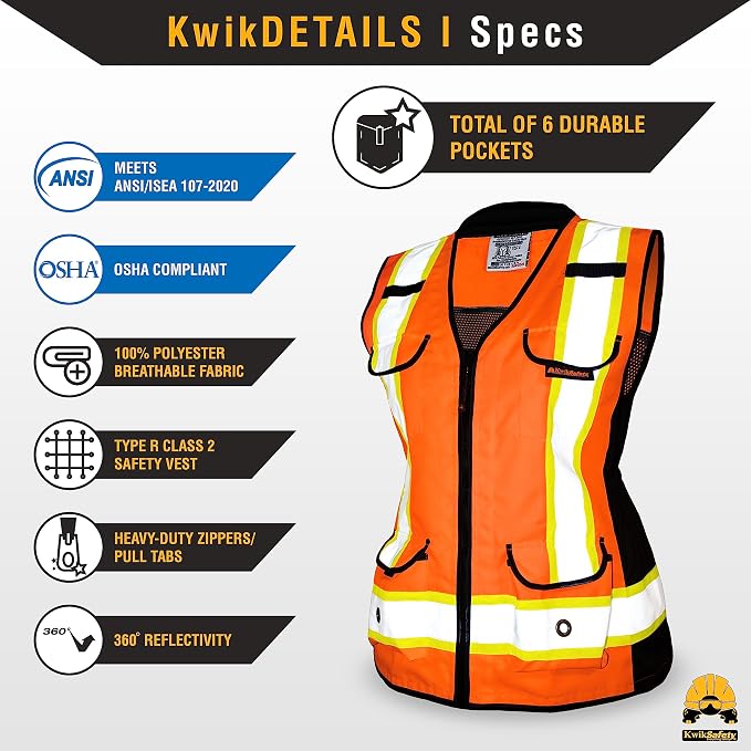 KwikSafety - Charlotte, NC - GODMOTHER (LOOSE FIT) Class 2 & Class 3 Safety Vest for Women [TABLET POCKET] ANSI OSHA